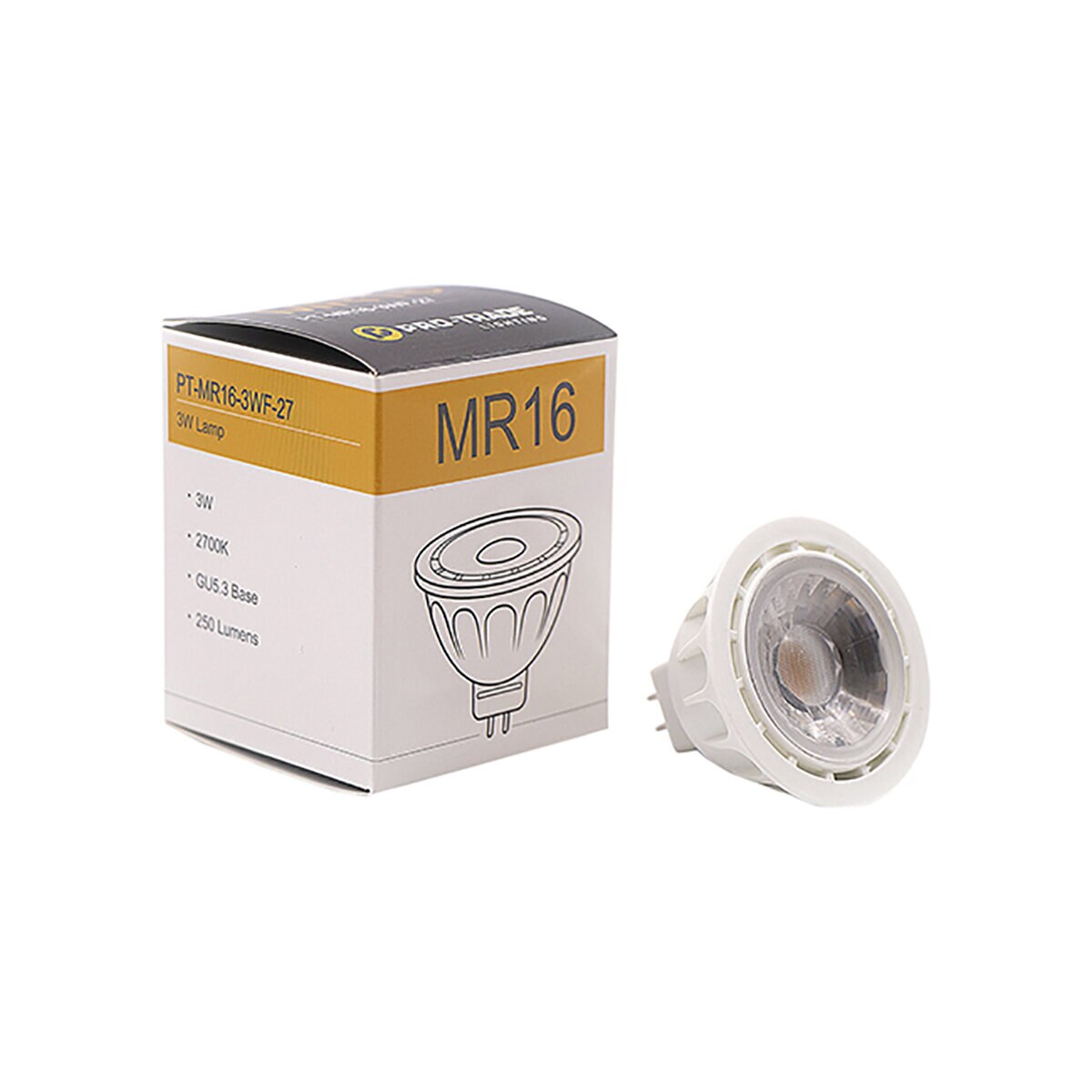 Pro-Trade MR16 LED 3W 250 Lumens 2700K 60 Degree Bulb