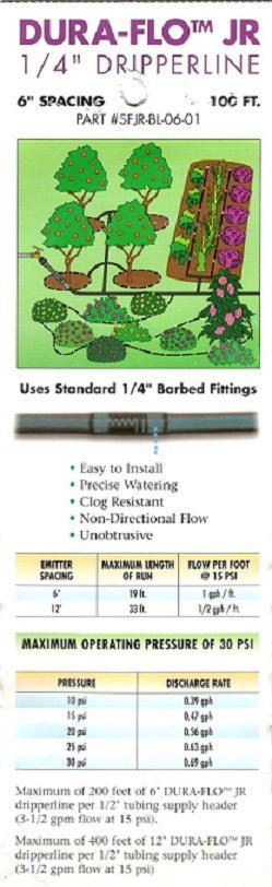 NDS Dura Flo JR 1/4" Dripline 100ft Roll - Sprinklershop